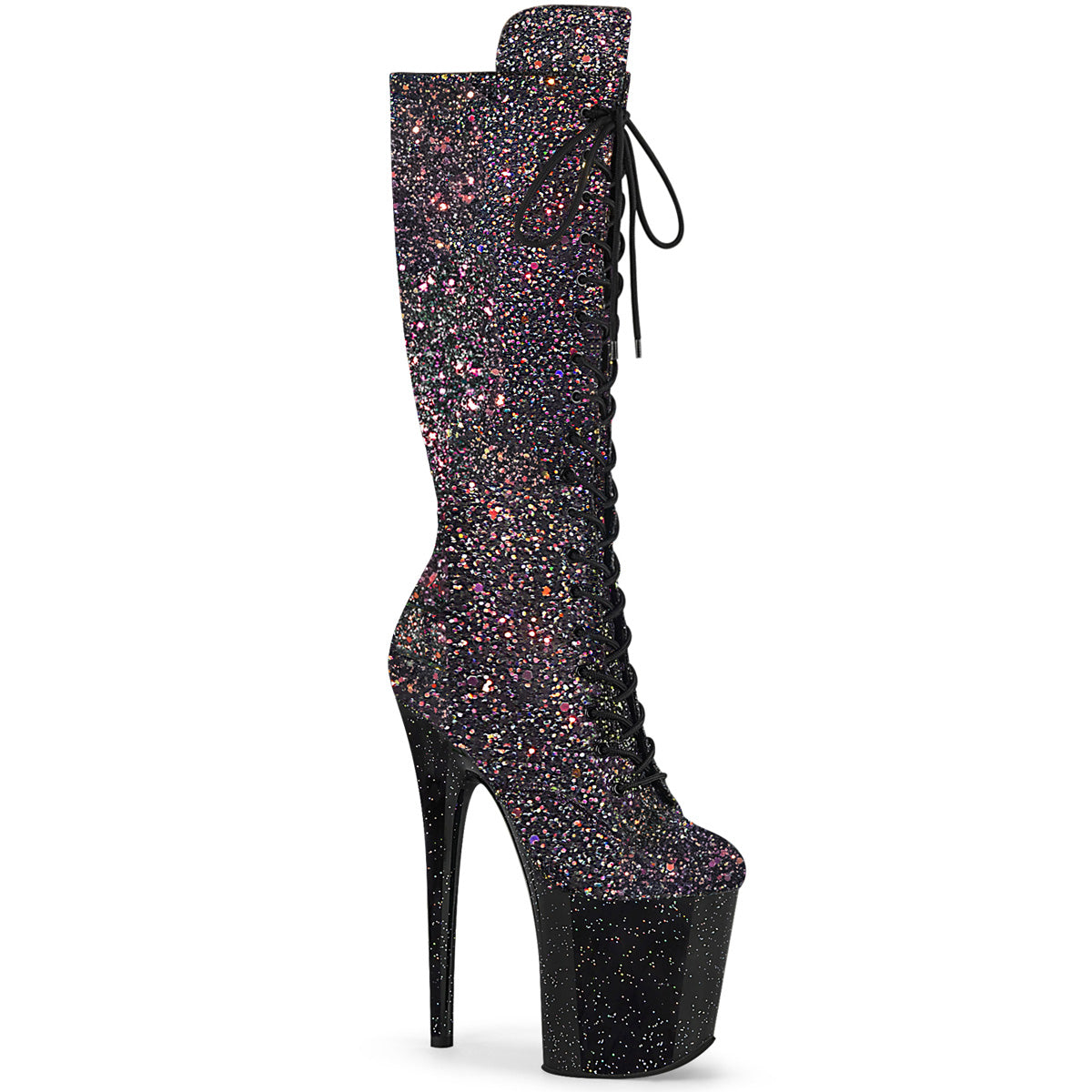Pleaser Stivali da donna FLAMINGO-2020 mg Blk multi glitter / BLK