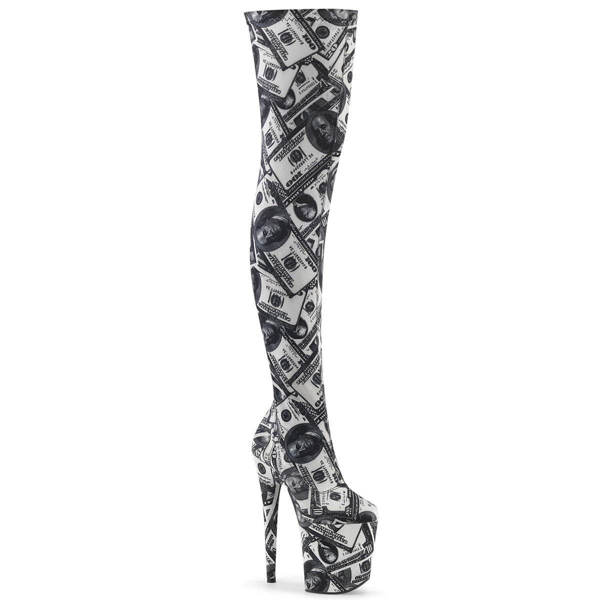Pleaser Stivali da donna FLAMINGO-3000dp wht-blk str. Tessuto / tessuto WHT-BLK