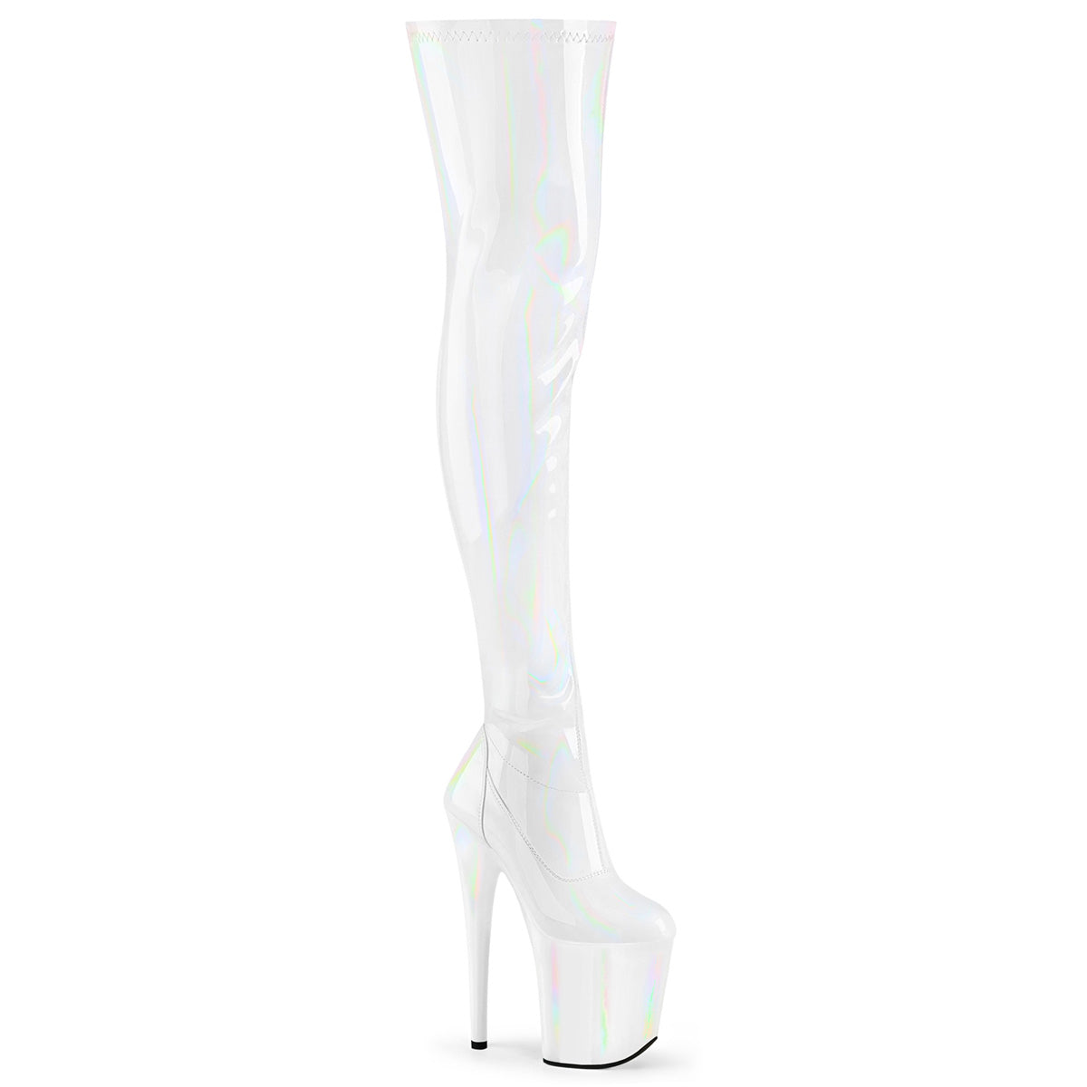Pleaser FLAMINGO-3000HWR Wht Str. Holo/Wht Holo