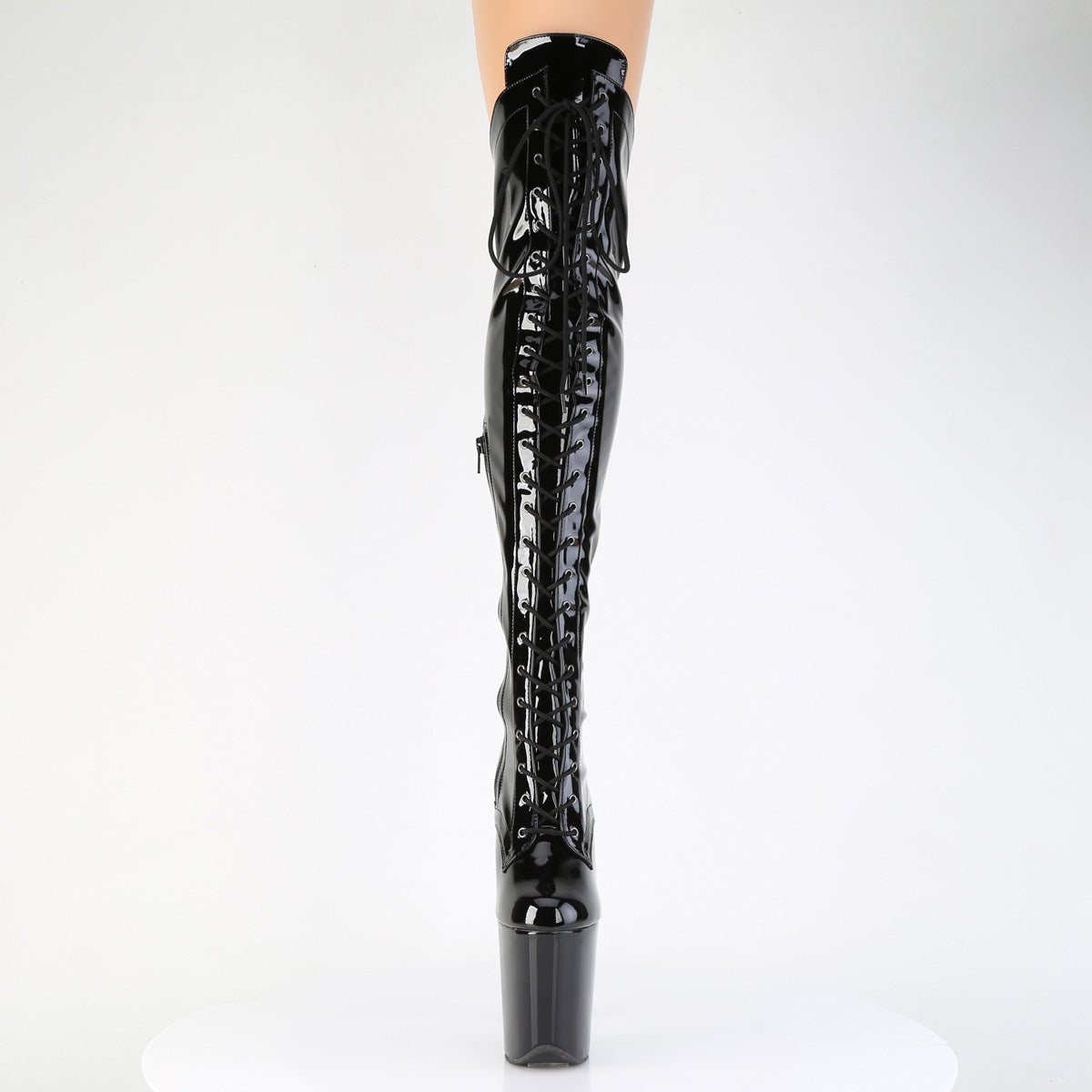 Pleaser Women's Platform Shoes FLAMINGO-3014 Blk Str. Pat/Blk