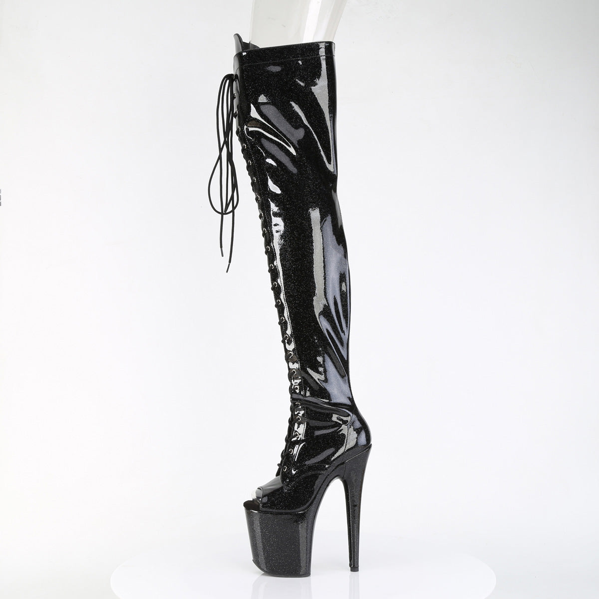 Pleaser Women's Platform Shoes FLAMINGO-3021GP Blk Glitter Pat/M