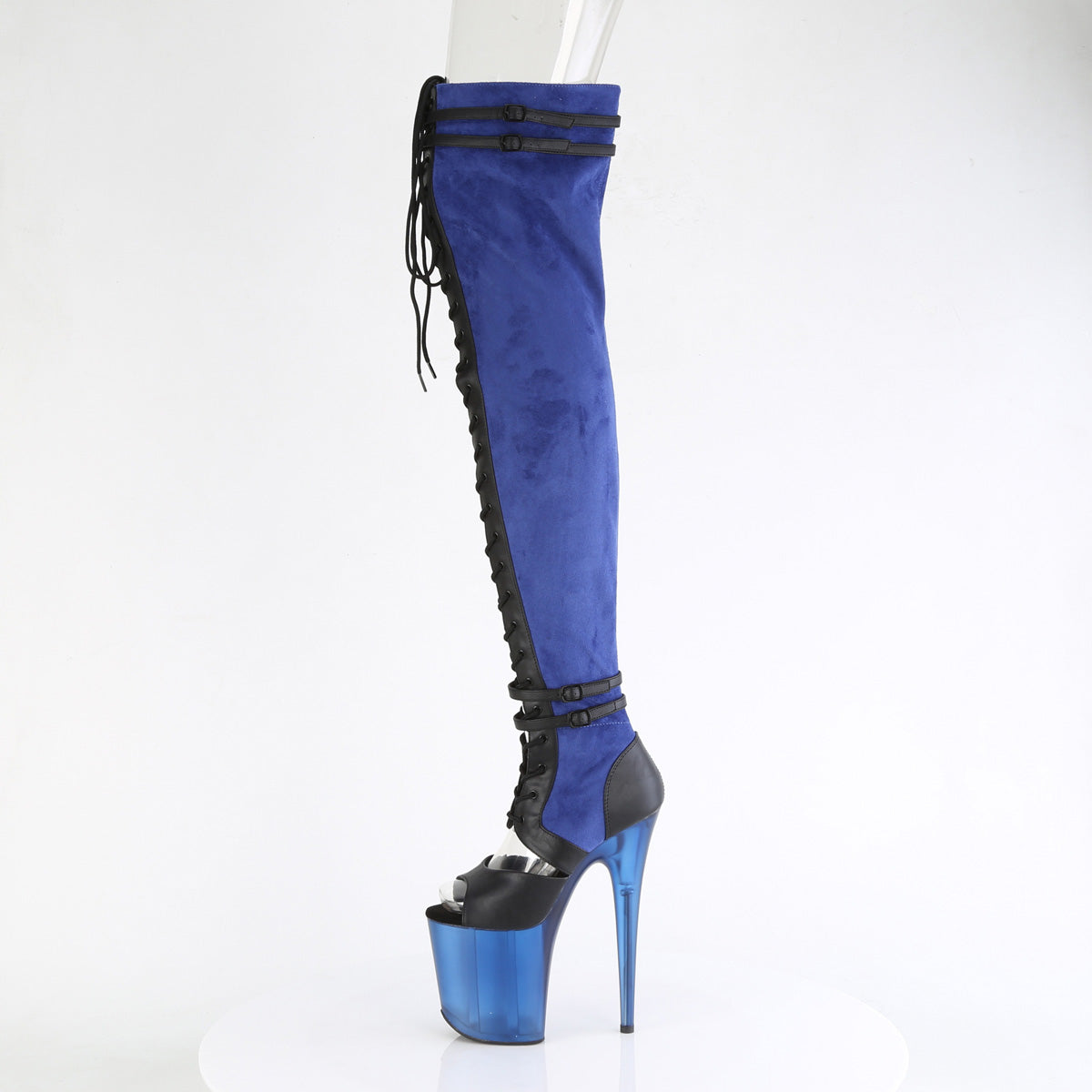 Pleaser Stivali FLAMINGO-3027 Blue Faux Suede-Blk in ecopelle / Blu glassato