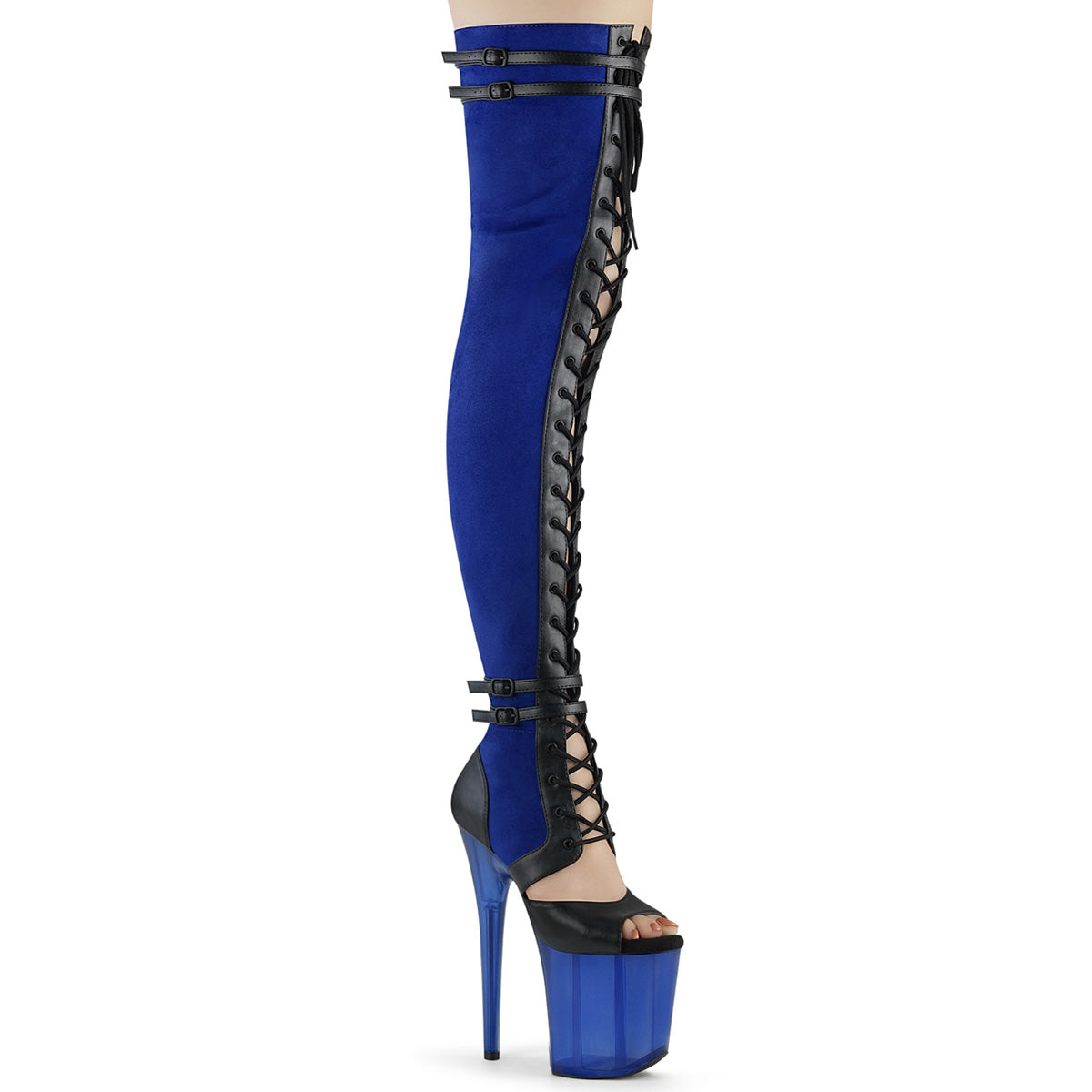 Pleaser Stivali FLAMINGO-3027 Blue Faux Suede-Blk in ecopelle / Blu glassato