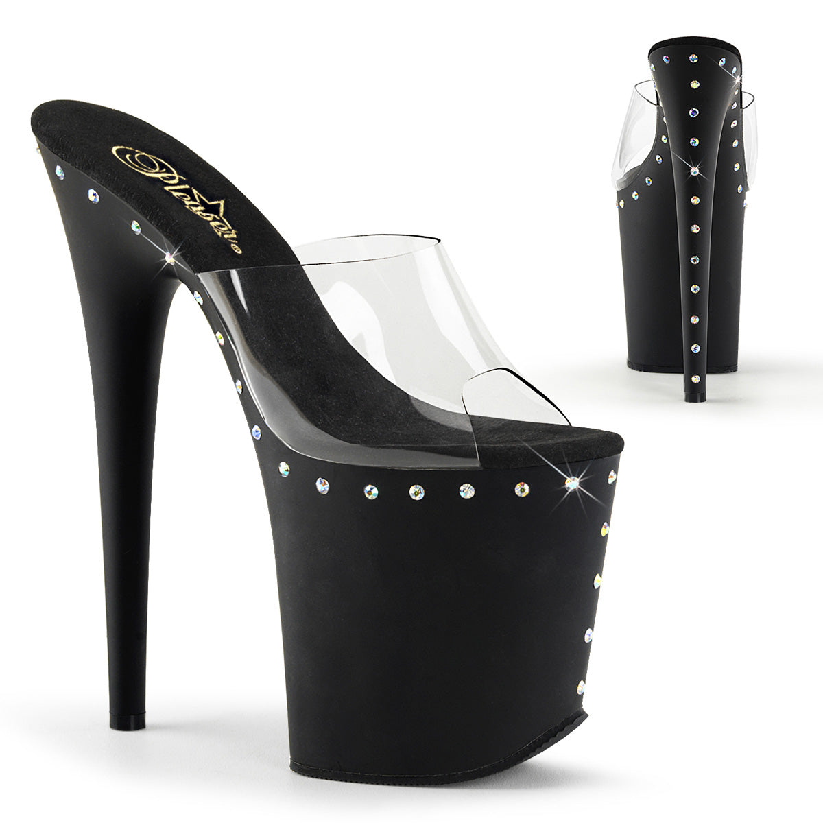 Pleaser Sandali da donna FLAMINGO-801Abls CLR / BLK opaco