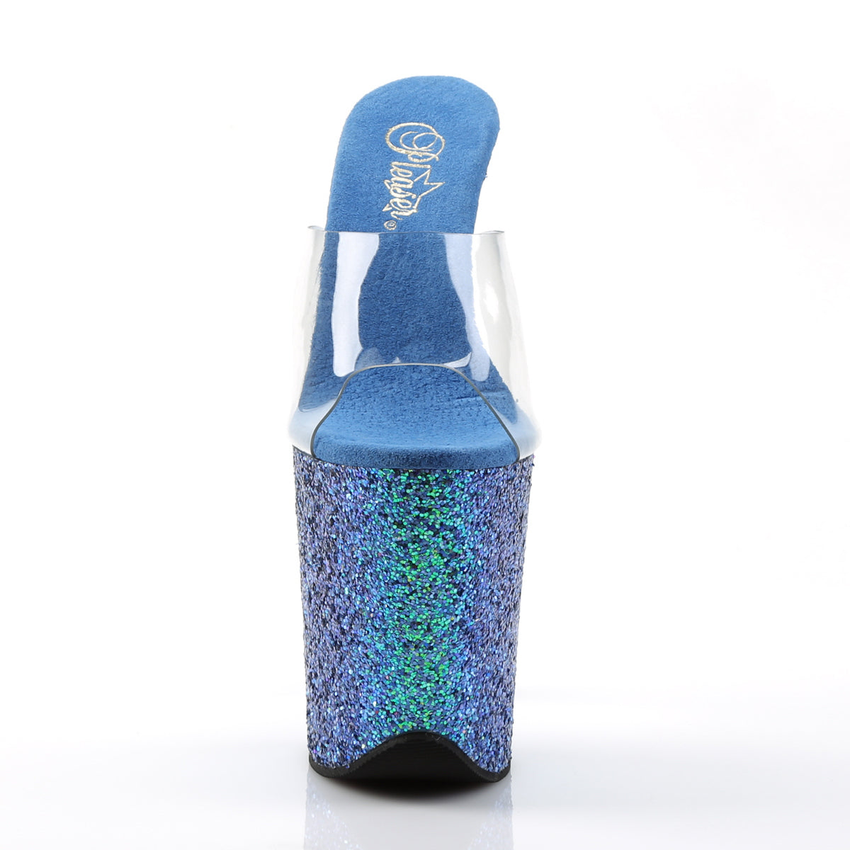 Pleaser Sandali da donna FLAMINGO-801lg CLR / Blue Holo glitter