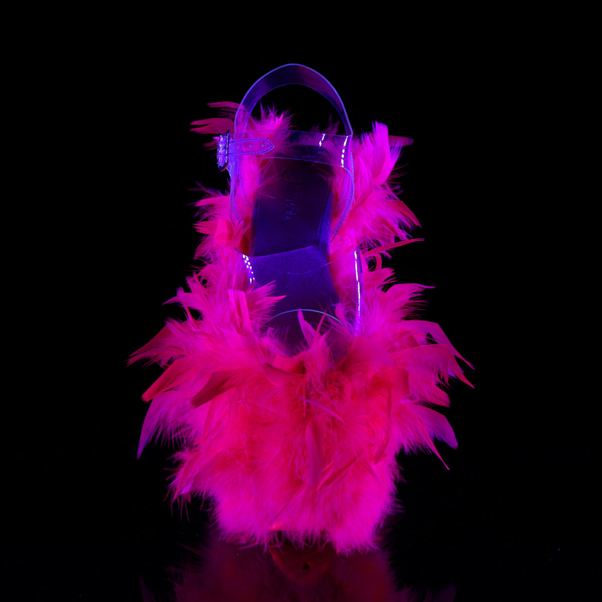 Pleaser Sandali da donna FLAMINGO-808f CLR / Neon H. Pink Marabou Piuma