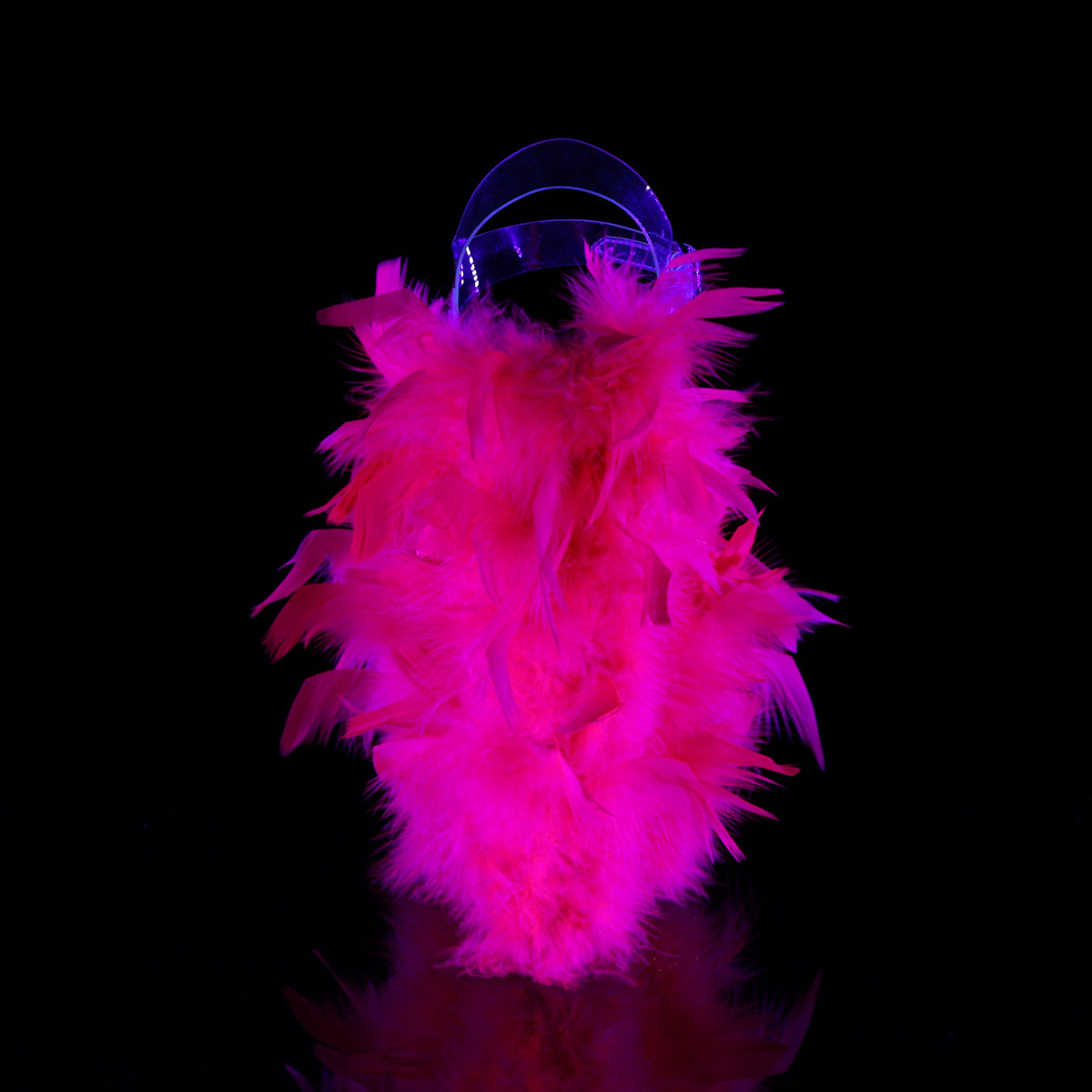 Pleaser Sandali da donna FLAMINGO-808f CLR / Neon H. Pink Marabou Piuma