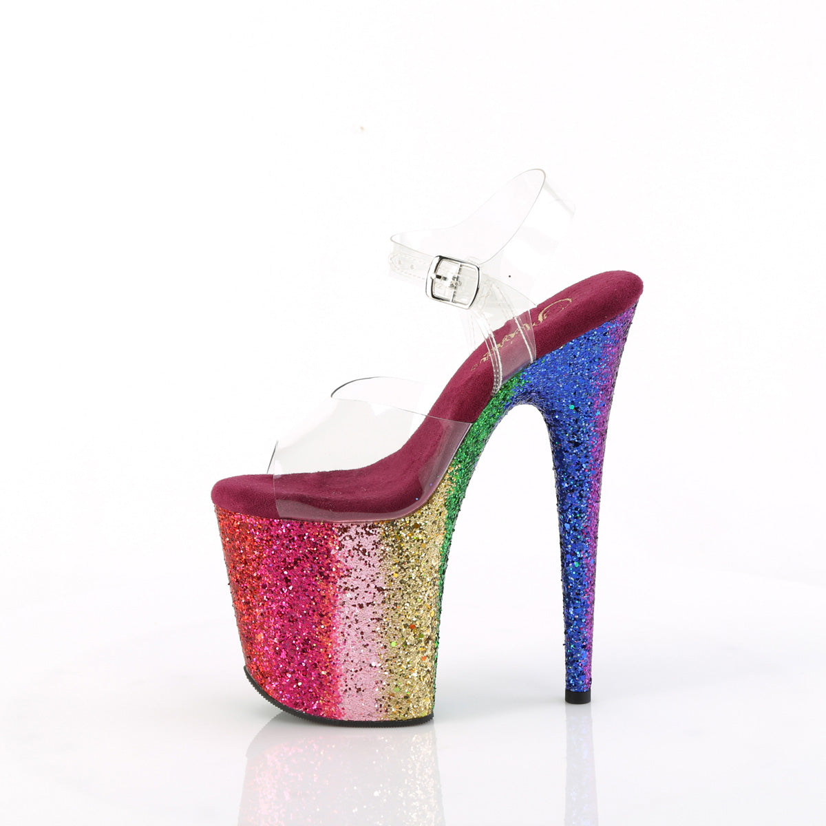 Pleaser FLAMINGO-808RBG Clr/Rainbow Glitter