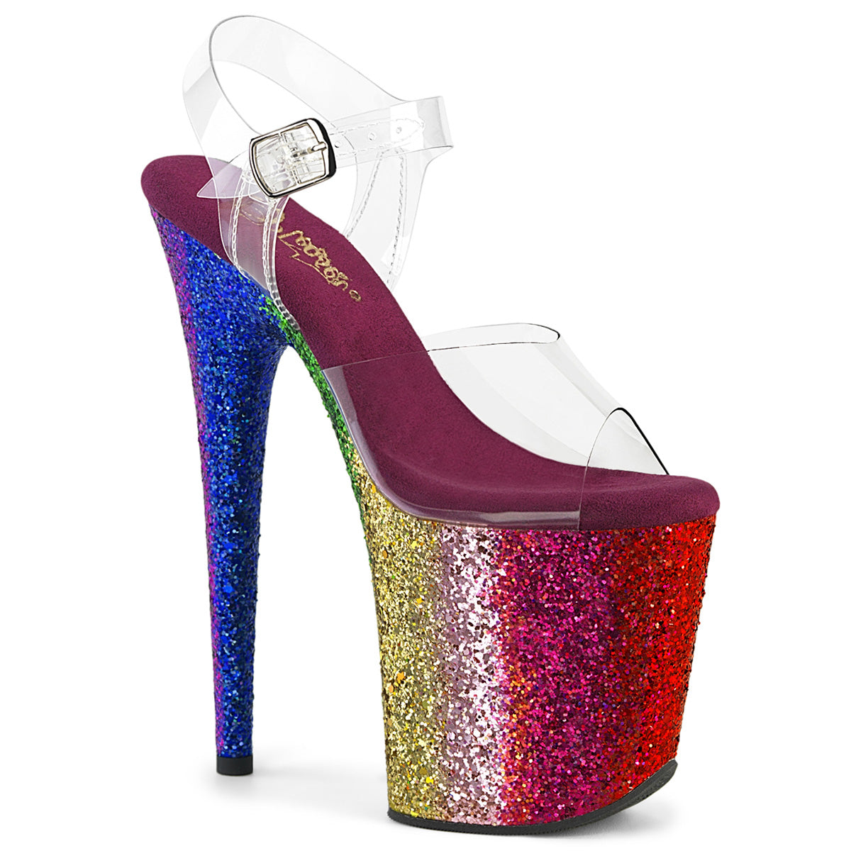 Pleaser FLAMINGO-808RBG Clr/Rainbow Glitter