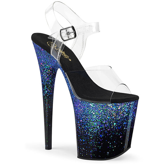 Pleaser Sandali da donna FLAMINGO-808SS CLR / BLK-Blue Multitter