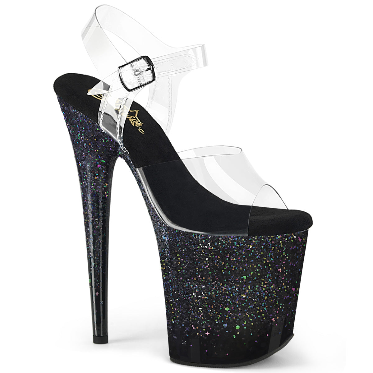 Pleaser FLAMINGO-808SS Clr/Blk Multi Glitter