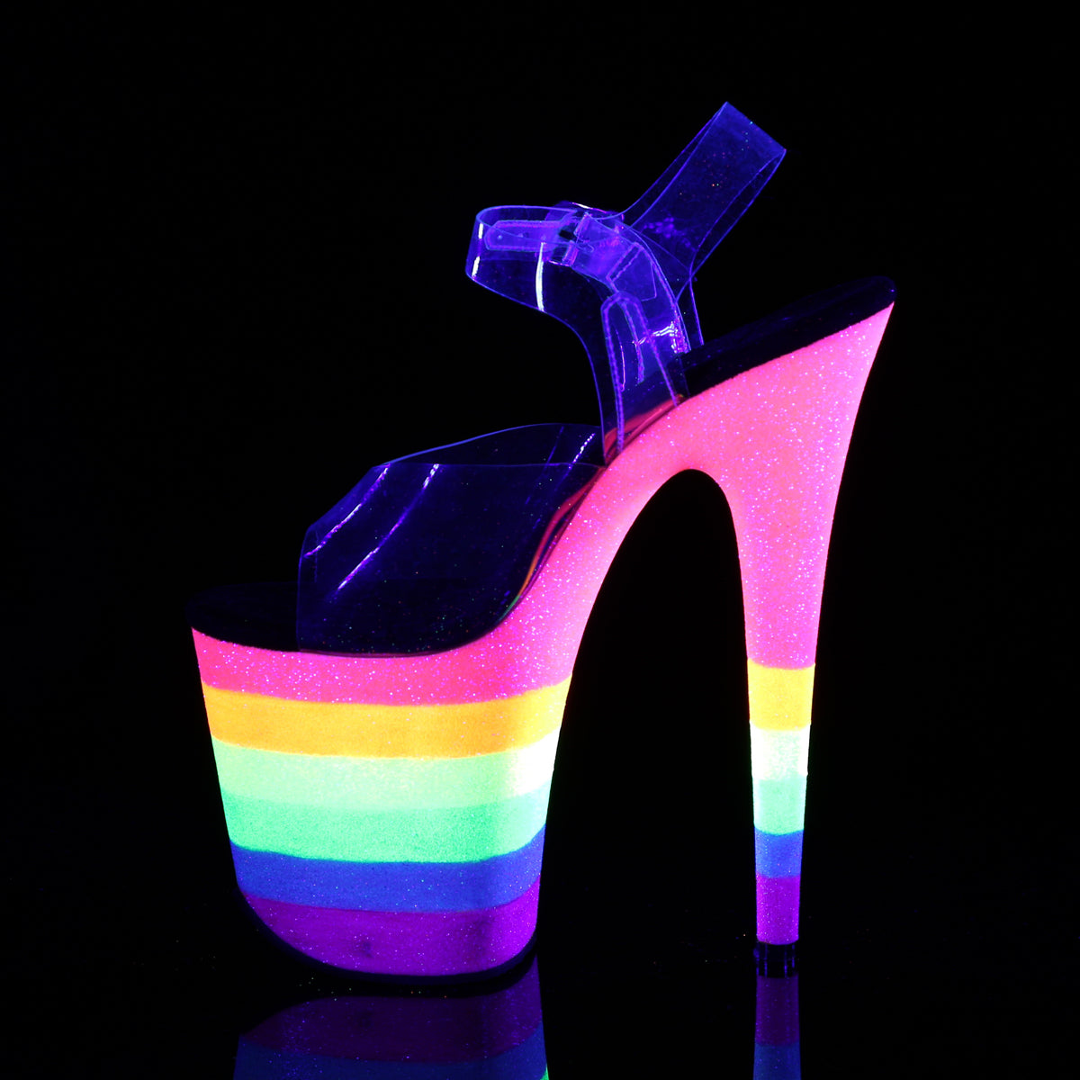 Pleaser Sandali da donna FLAMINGO-808UVRB CLR / Neon Rainbow Glitter.