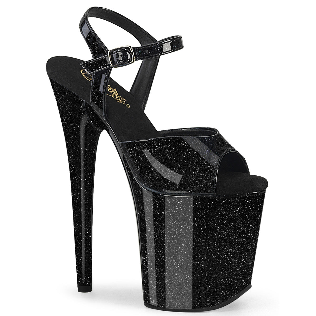 Pleaser FLAMINGO-809GP BLK glitter pat/m