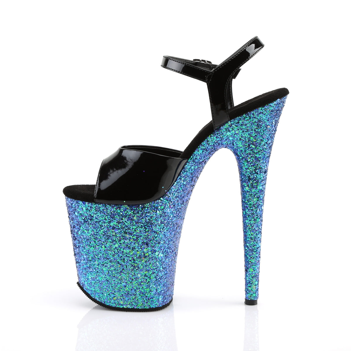 Pleaser Sandali da donna FLAMINGO-809LG BLK PAT / Blue Multitter