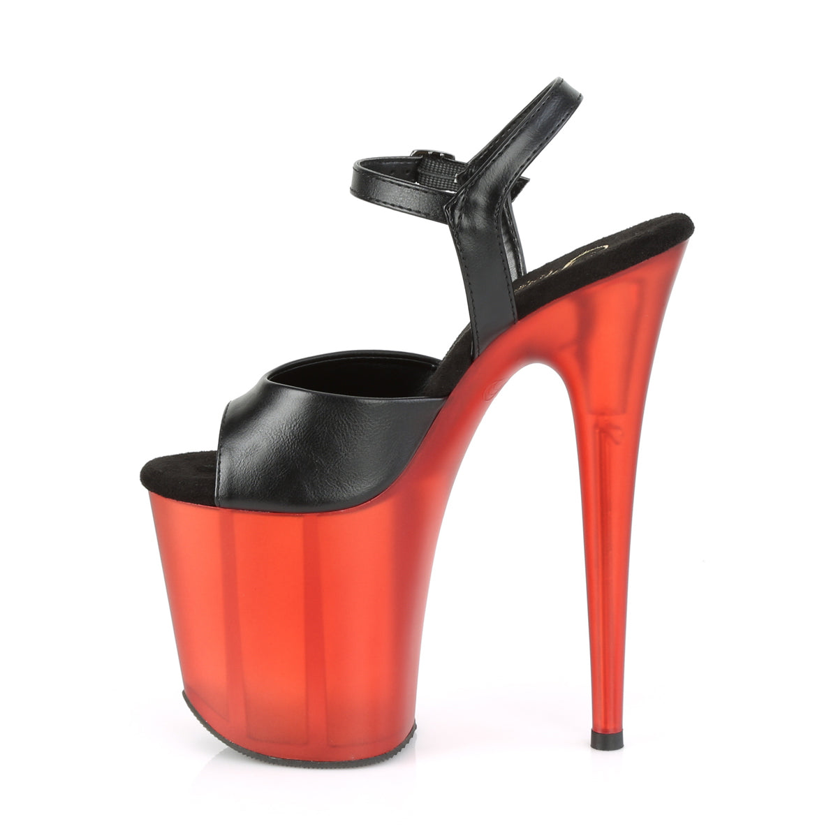 Pleaser Sandali da donna FLAMINGO-809T BLK in ecopelle / rosso smerigliato