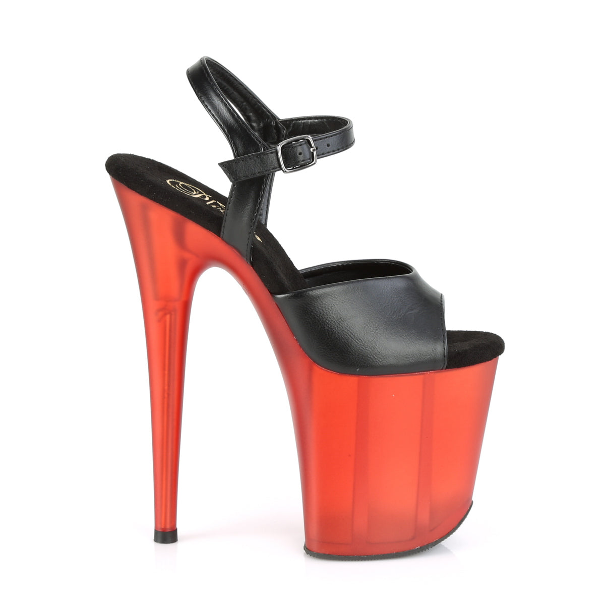 Pleaser Sandali da donna FLAMINGO-809T BLK in ecopelle / rosso smerigliato