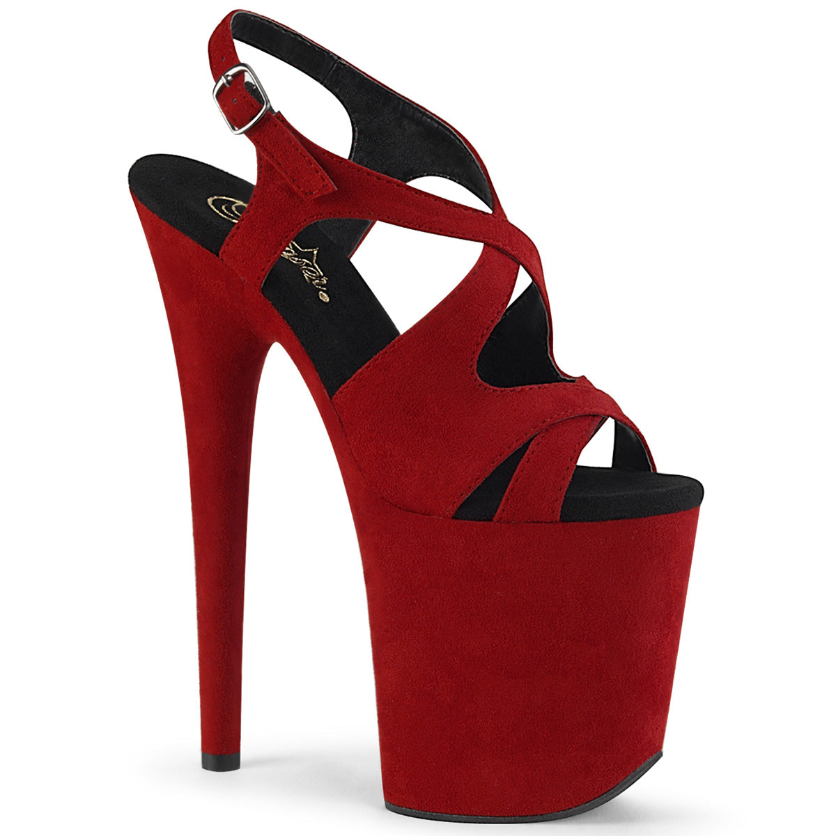 Pleaser Sandali da donna FLAMINGO-831FS RED FAUX SOMEDE / ROSSO SUEGATO FAUX