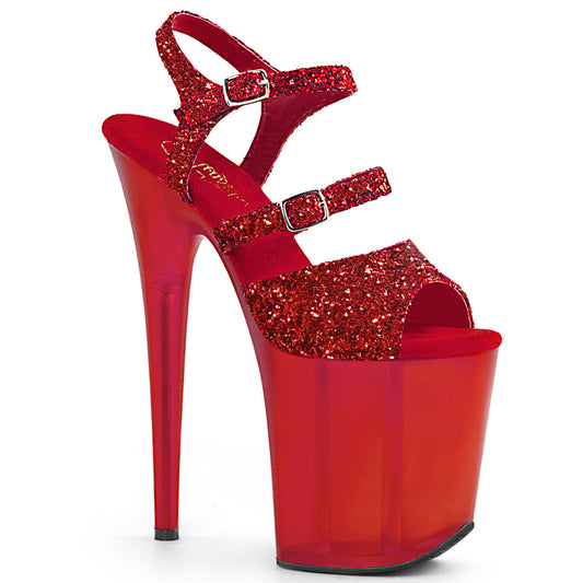 Pleaser Sandali da donna FLAMINGO-874 Glitter rosso / rosso smerigliato
