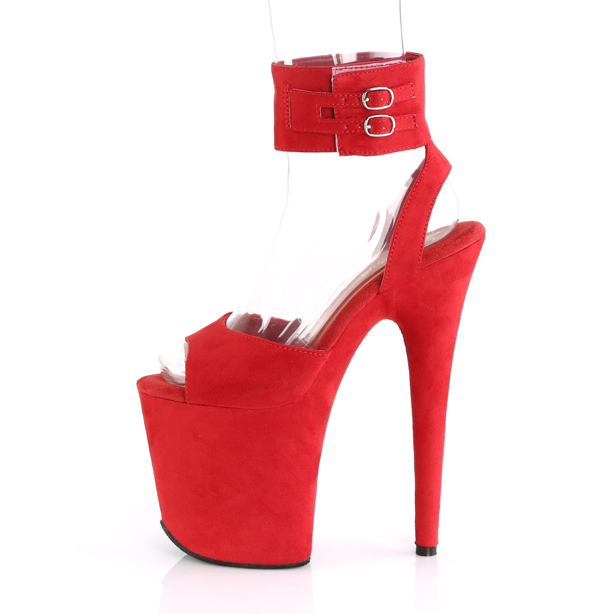 Pleaser Sandali da donna FLAMINGO-891 Rosso in finta pelle scamosciata / rossa in finta pelle scamosciata