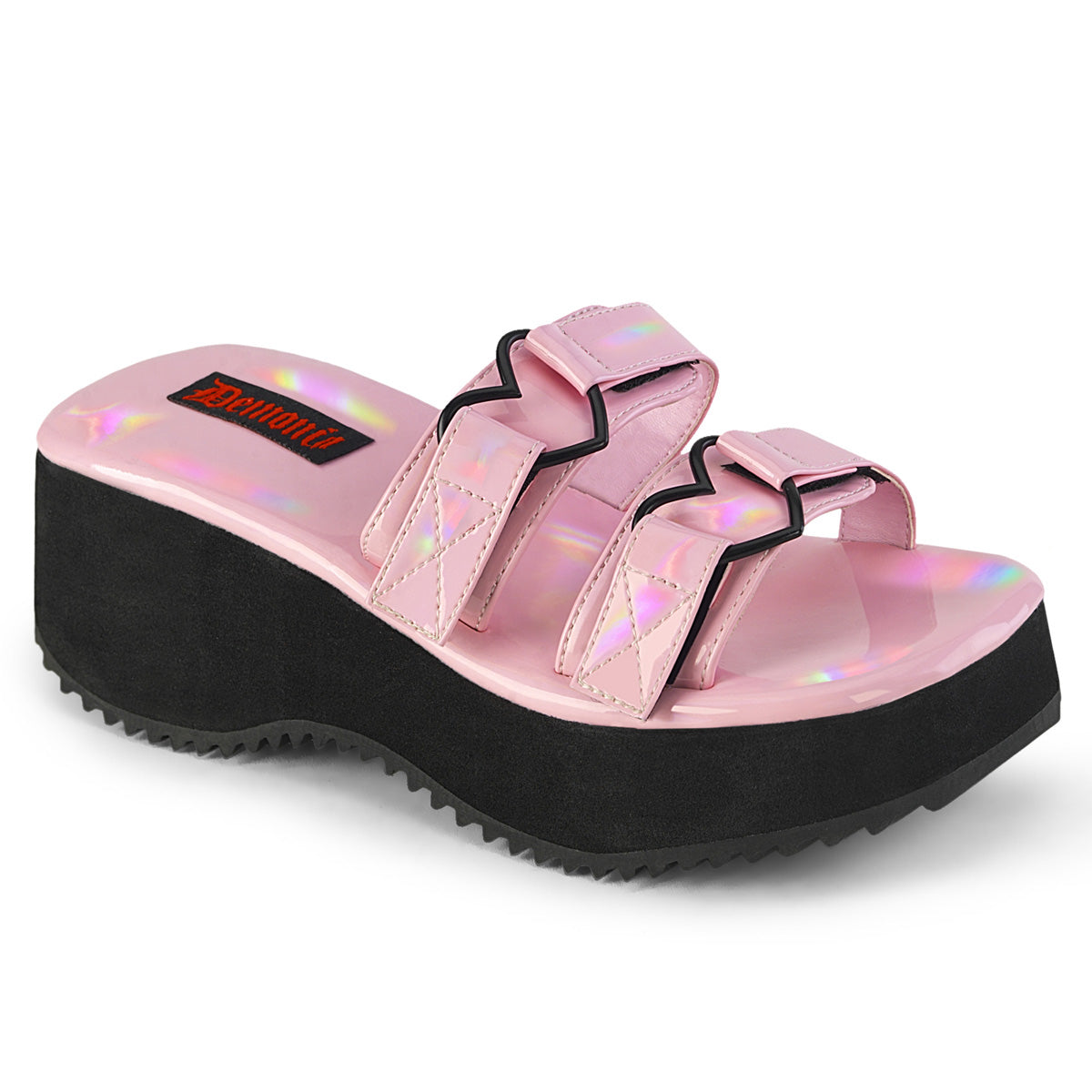 DemoniaCult Sandali FLIP-12 B. Pink Holo Pat