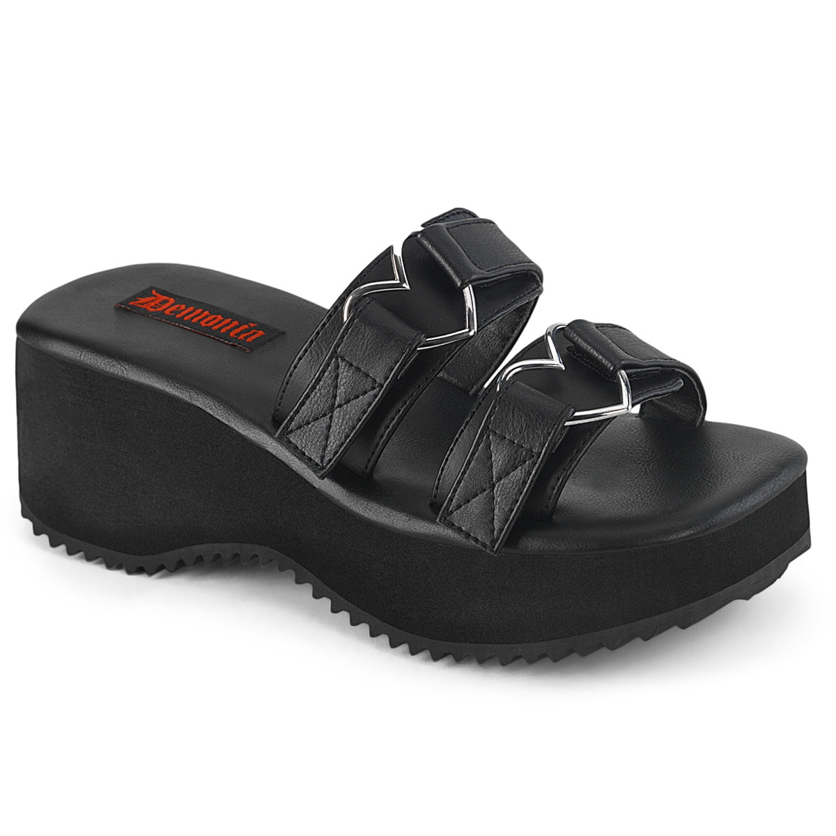 DemoniaCult Sandals FLIP-12 Blk Vegan Leather