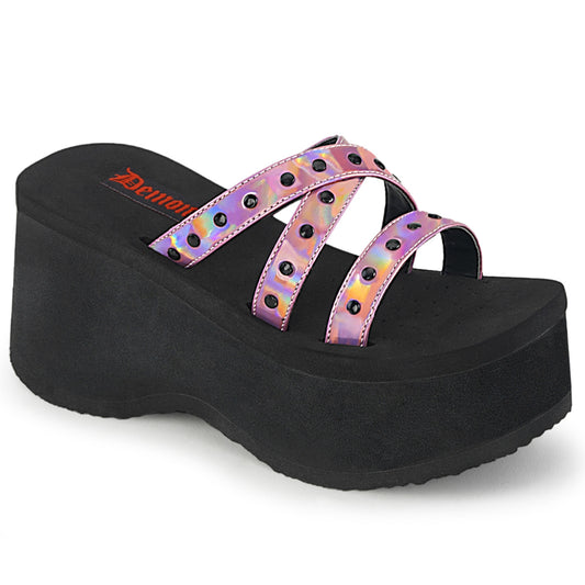 DemoniaCult Sandali femminili FUNN-19 ologramma rosa