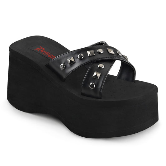 DemoniaCult Sandali femminili FUNN-29 pelle vegana BLK