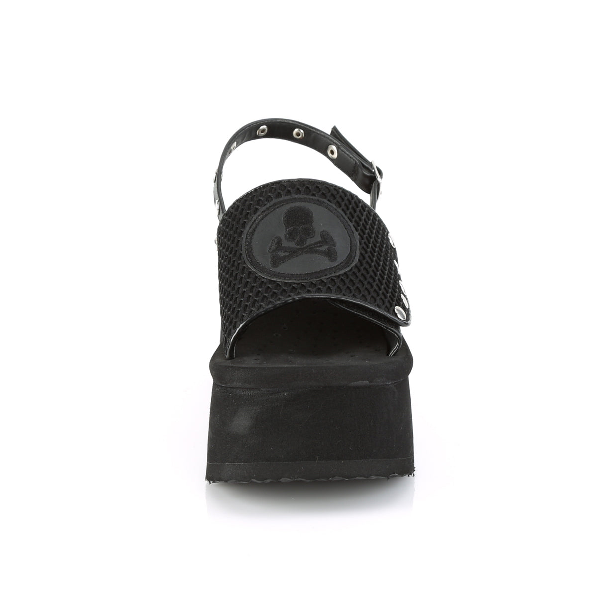DemoniaCult Sandali femminili FUNN-32 pelle BLK Fishnet-Vegan