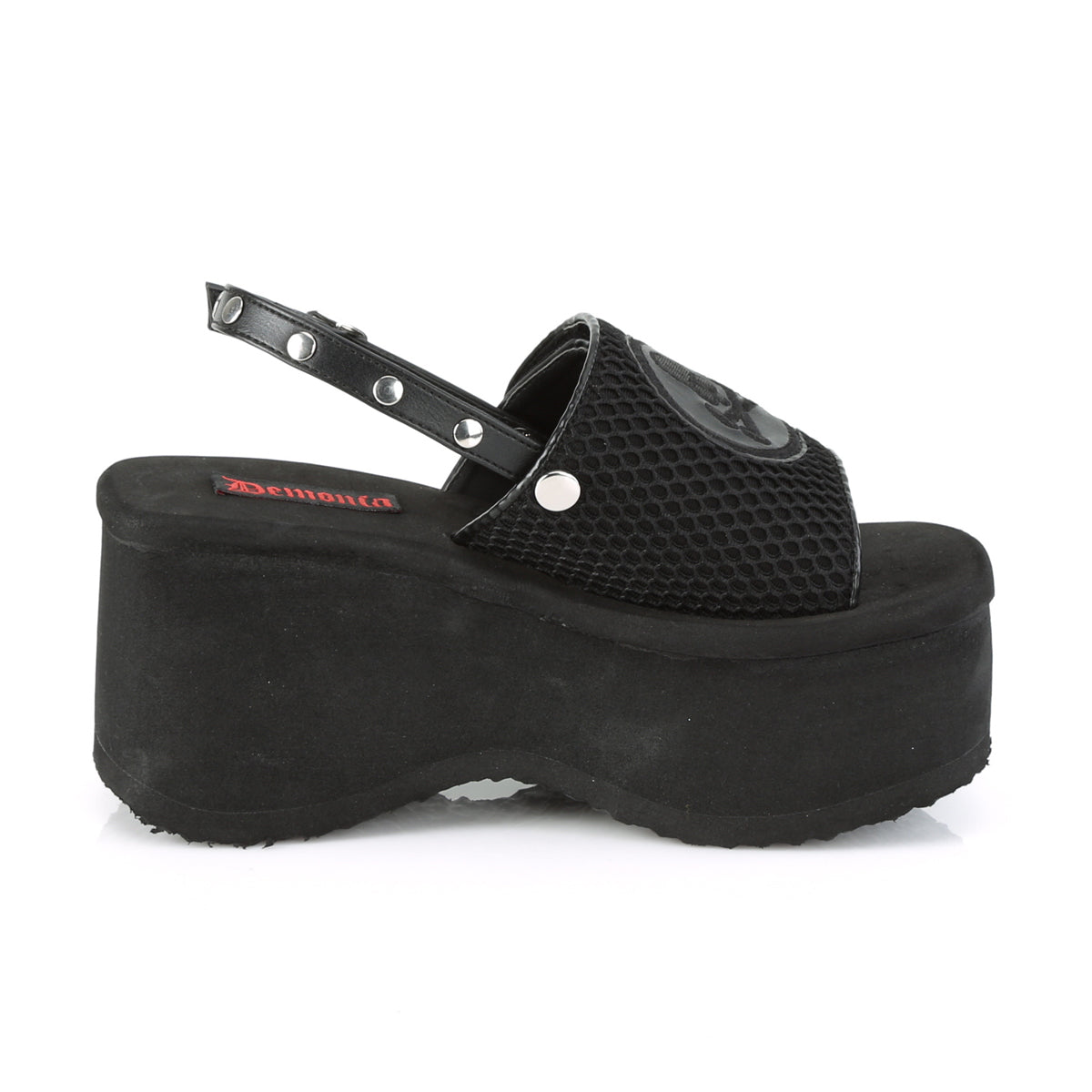 DemoniaCult Sandali femminili FUNN-32 pelle BLK Fishnet-Vegan