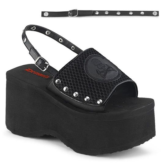 DemoniaCult Sandali femminili FUNN-32 pelle BLK Fishnet-Vegan