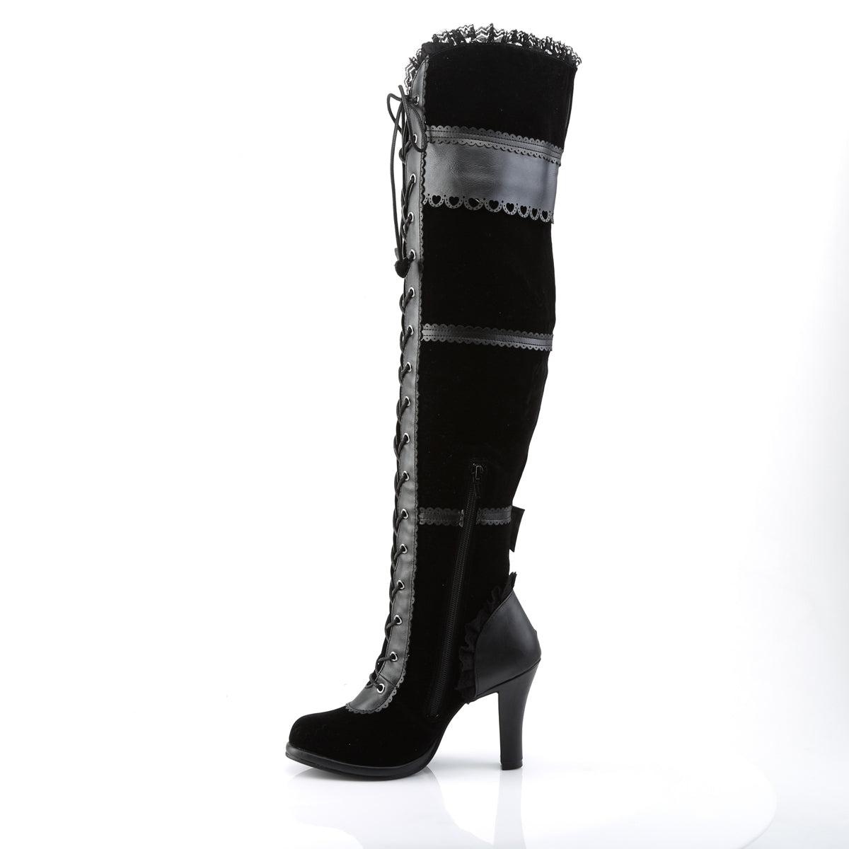 DemoniaCult Stivali da donna GLAM-300 BLK VEGAN PELLEVET