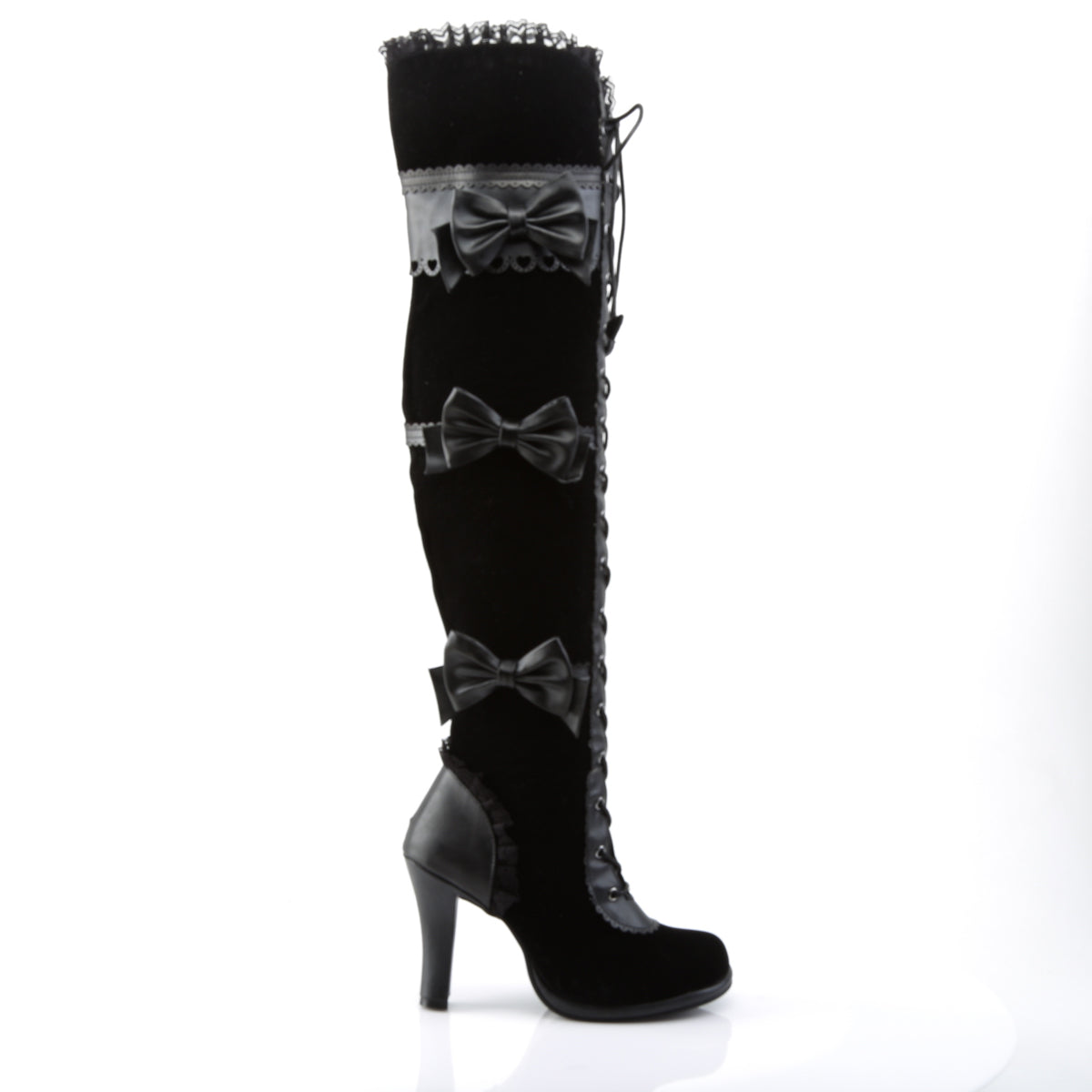 DemoniaCult Stivali da donna GLAM-300 BLK VEGAN PELLEVET