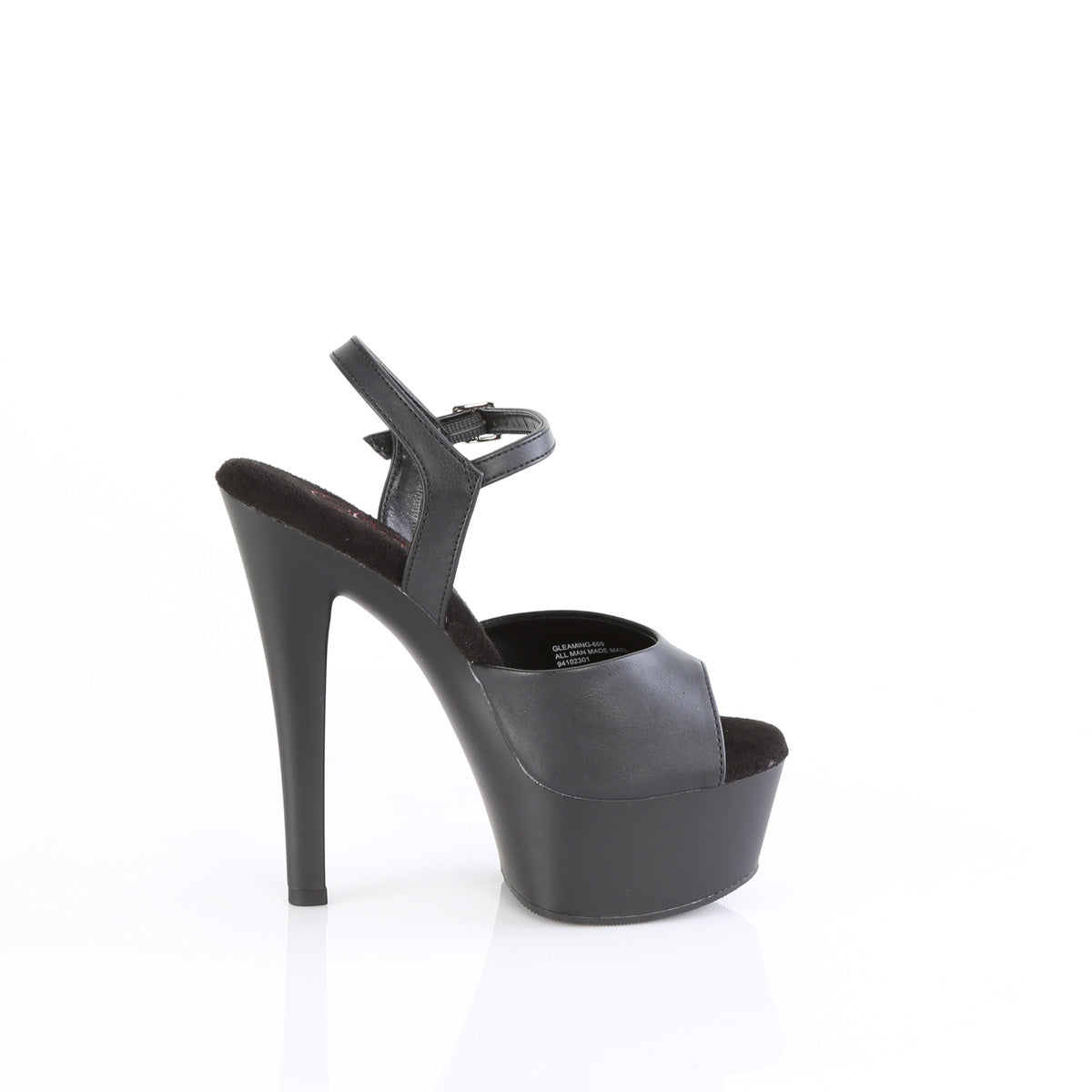 Pleaser GLEAM-609 Blk Faux Leather-Blk Matte