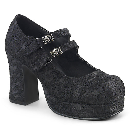 DemoniaCult Pompe da donna GOTHIKA-09 BLK-lace di raso
