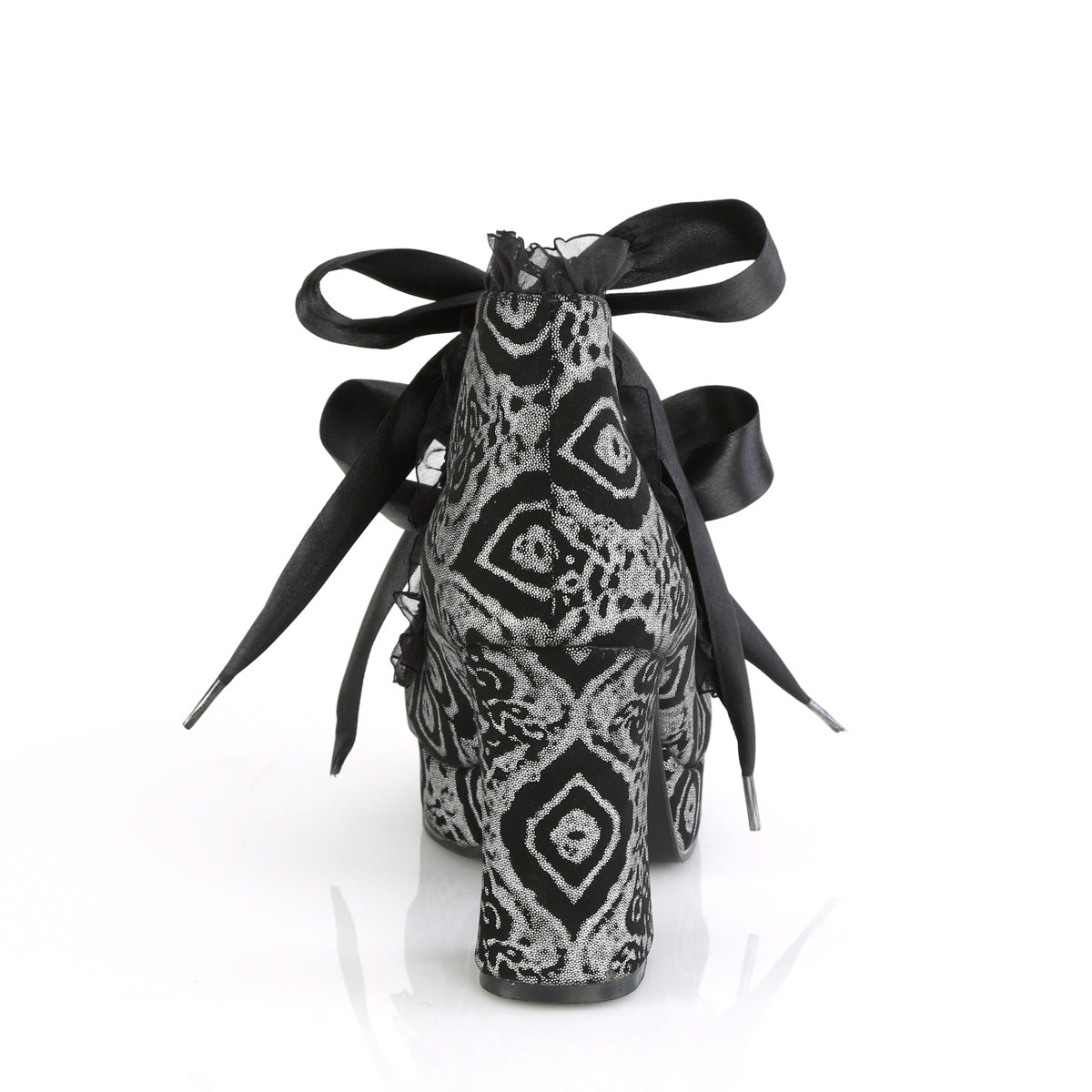 DemoniaCult Pumps GOTHIKA-53 Blk-Silver Faux Nubuck Leather