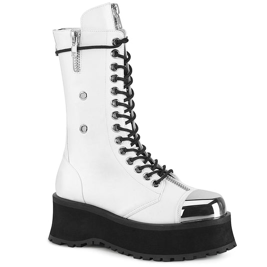 DemoniaCult Stivali da uomo GRAVEDIGGER-14 pelle vegana WHT
