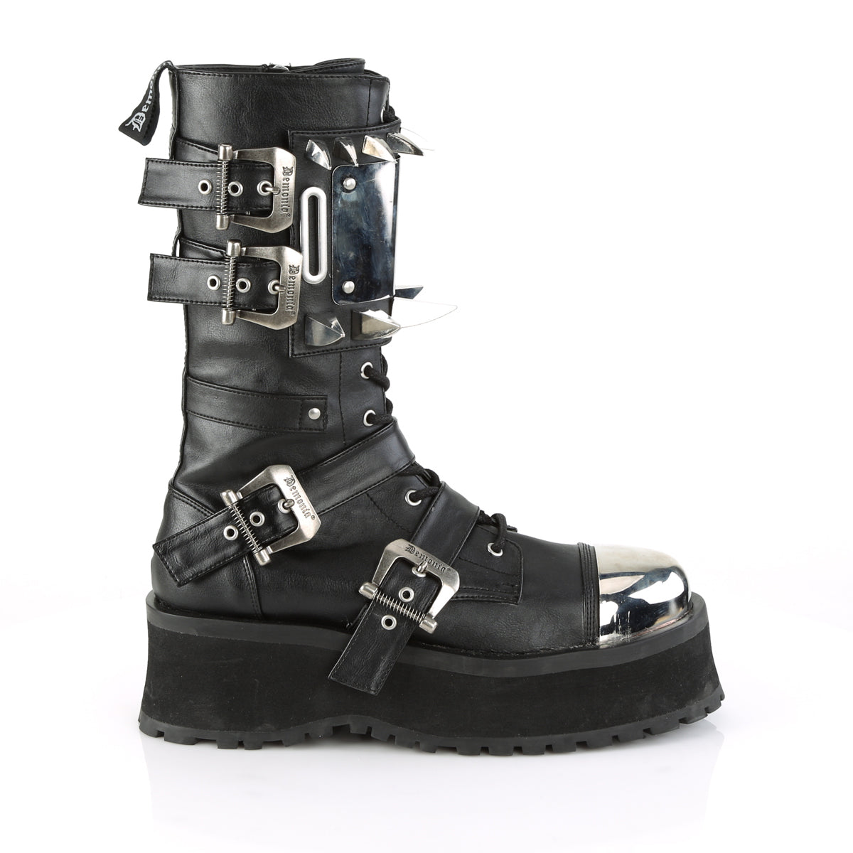 DemoniaCult Stivali da uomo GRAVEDIGGER-250 pelle vegana BLK