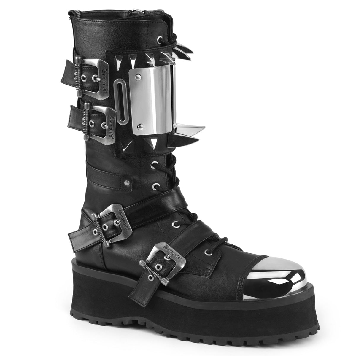DemoniaCult Stivali da uomo GRAVEDIGGER-250 pelle vegana BLK