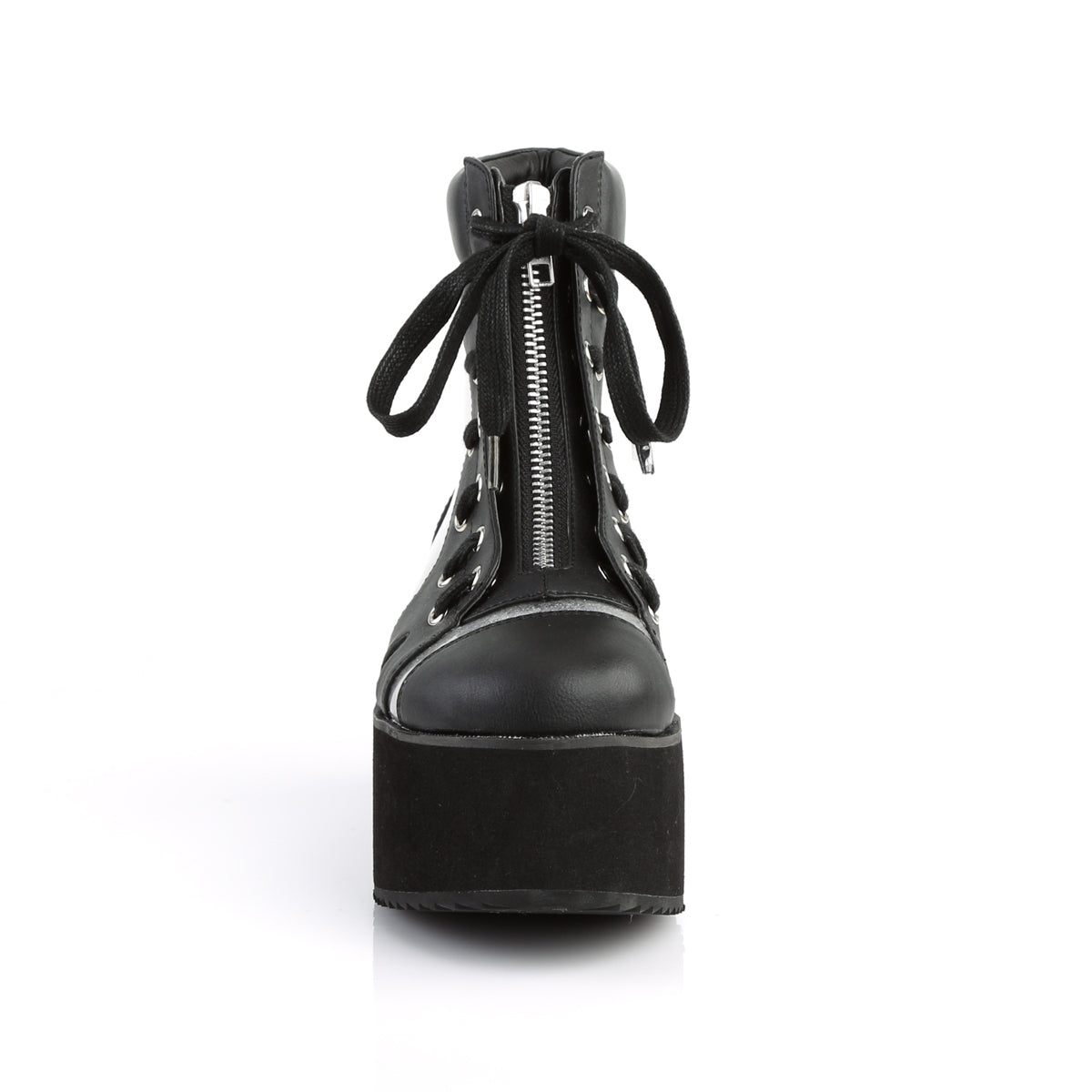 DemoniaCult Stivali alla caviglia femminile GRIP-102 blk vegan cuoio-clr ologramma TPU