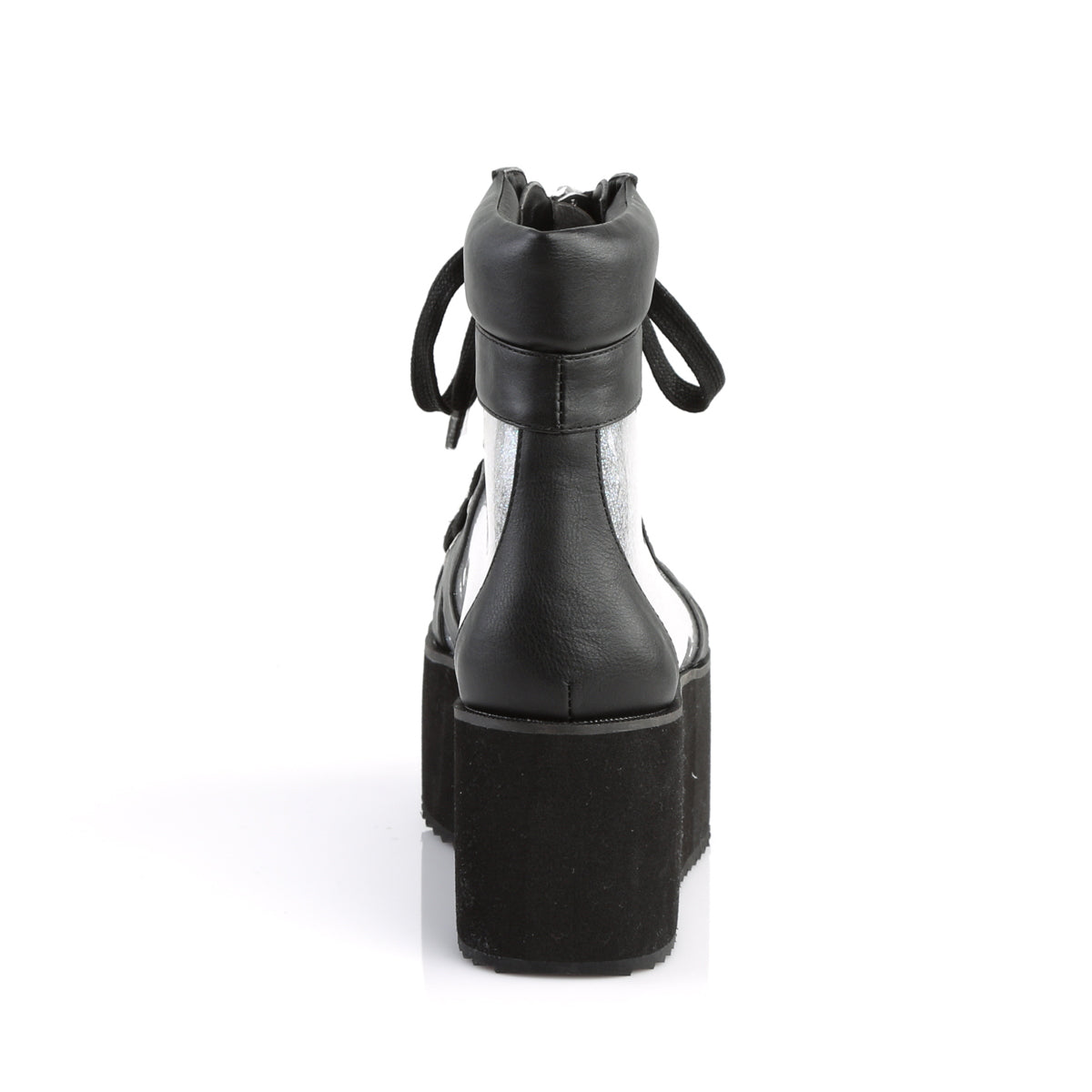 DemoniaCult Stivali alla caviglia femminile GRIP-102 blk vegan cuoio-clr ologramma TPU