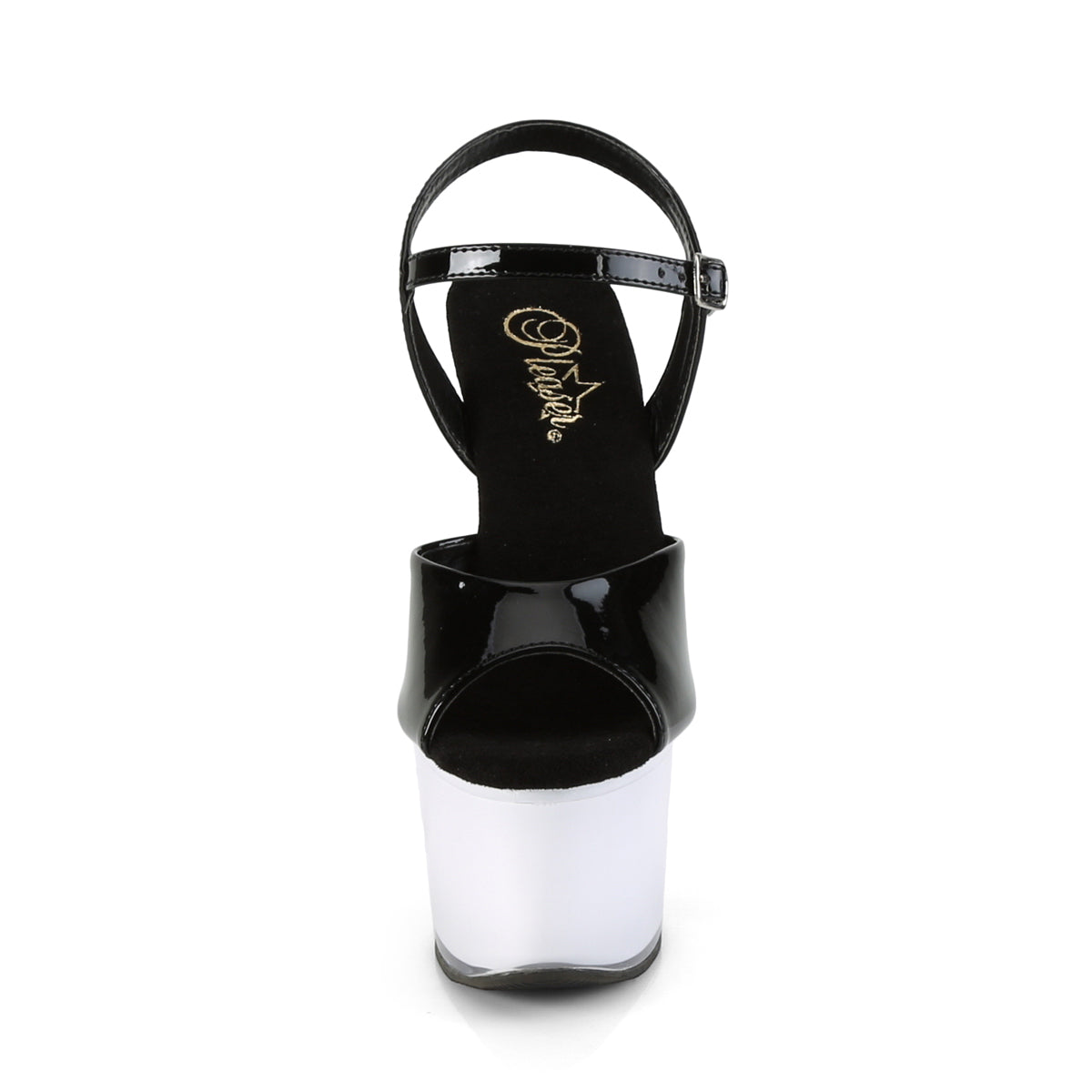 Pleaser Sandali da donna ILLUMINATOR-709 BLK PAT / BIANCO GLASS