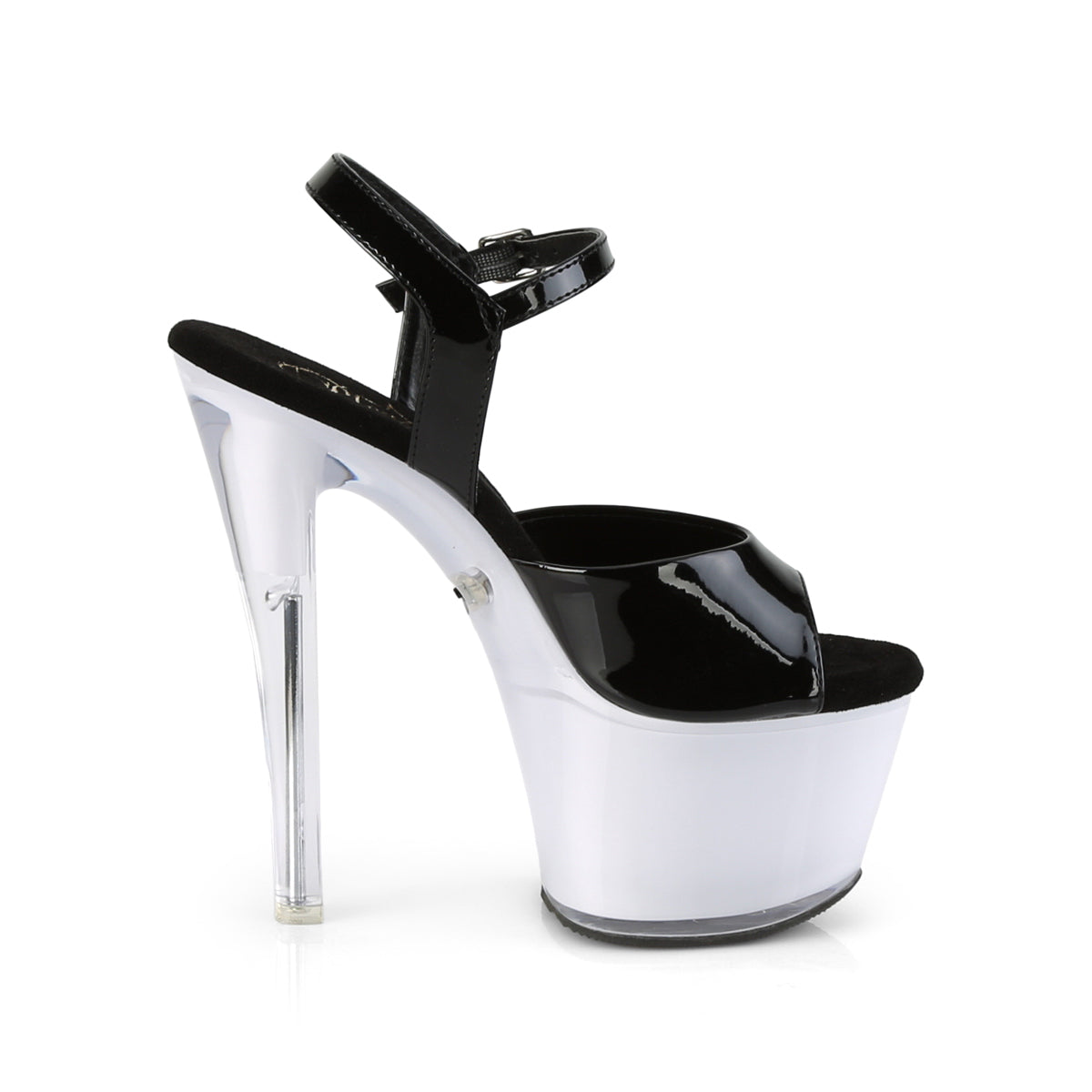 Pleaser Sandali da donna ILLUMINATOR-709 BLK PAT / BIANCO GLASS