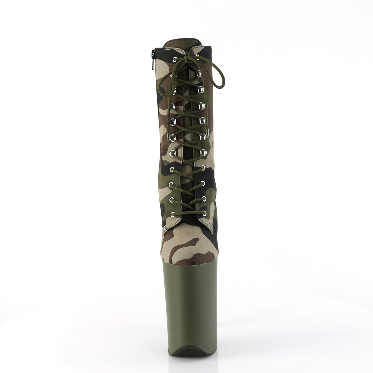 Pleaser Ankle Boots INFINITY-1020CAMO Green Camo Fabric/Dark Olive Matte