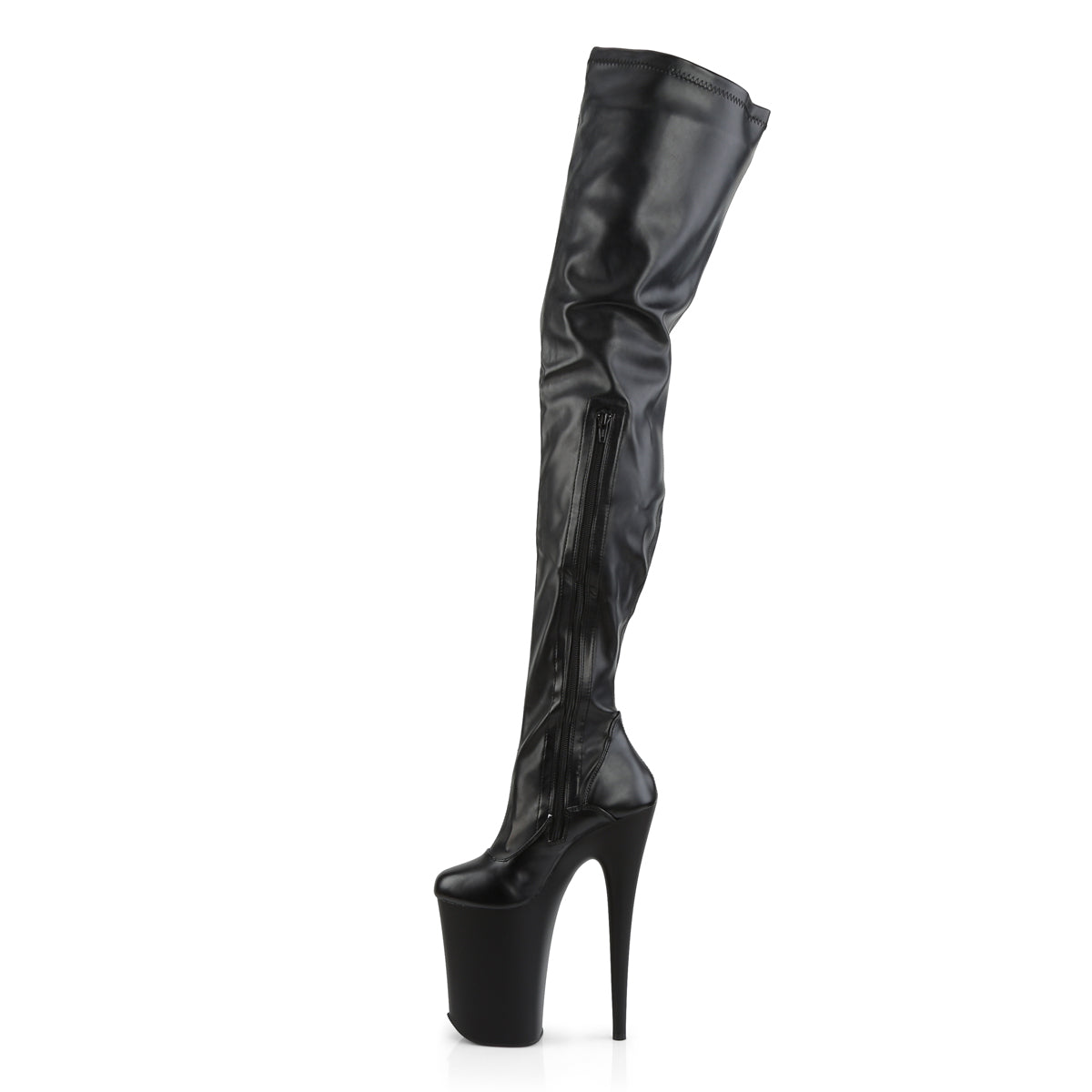Pleaser Stivali da donna INFINITY-4000 BLK STR FAUX PELLE / BLK MATTE
