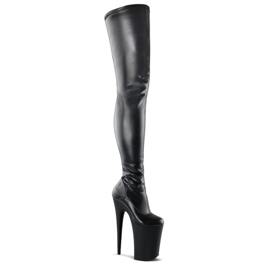 Pleaser Stivali da donna INFINITY-4000 BLK STR FAUX PELLE / BLK MATTE