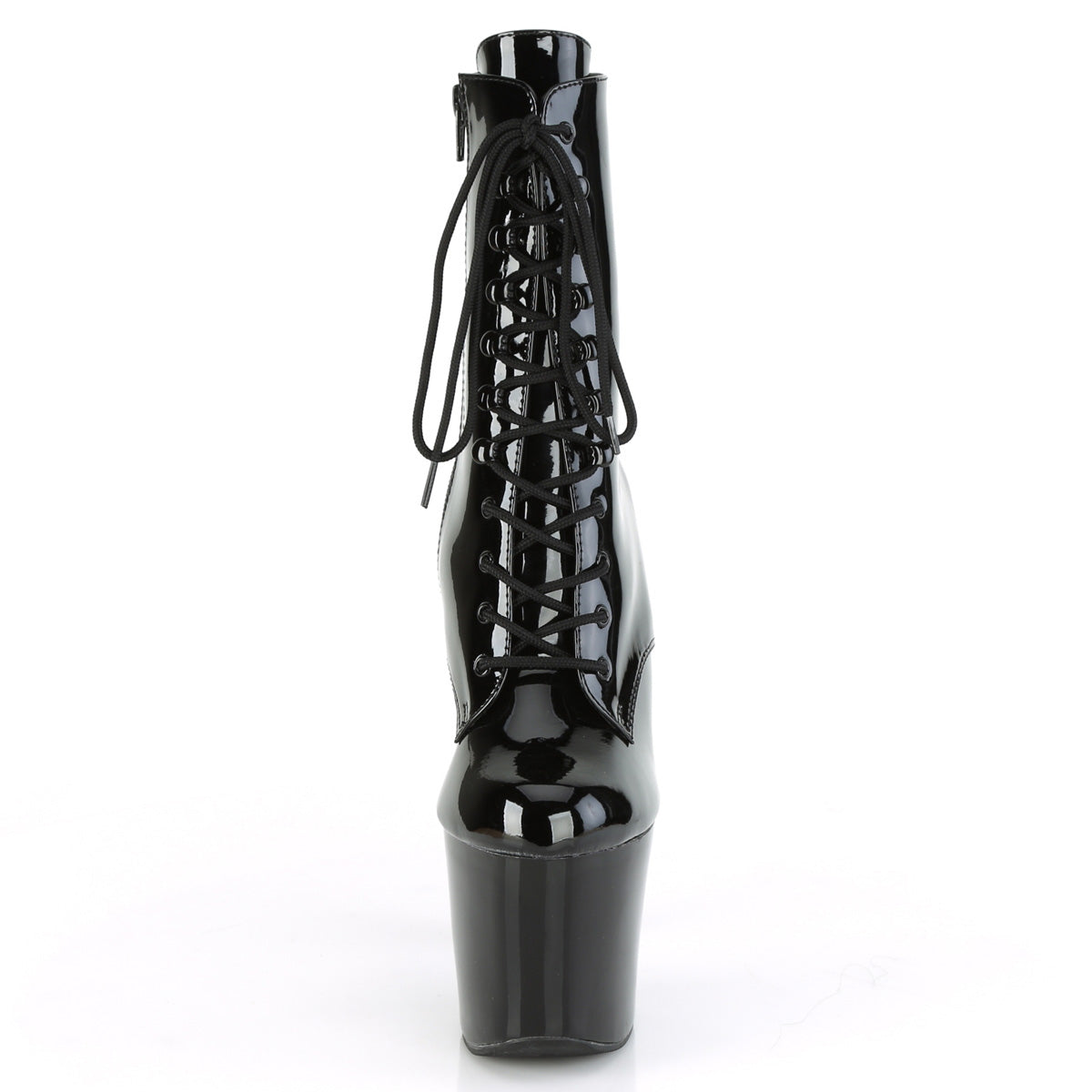 Pleaser Stivaletti da donna IRONGRIP-1020 BLK PAT / BLK-SLV spazzolato