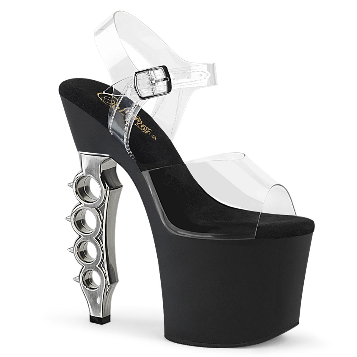 Pleaser Sandali da donna IRONGRIP-708 CLR / BLK matte-slv spazzolato