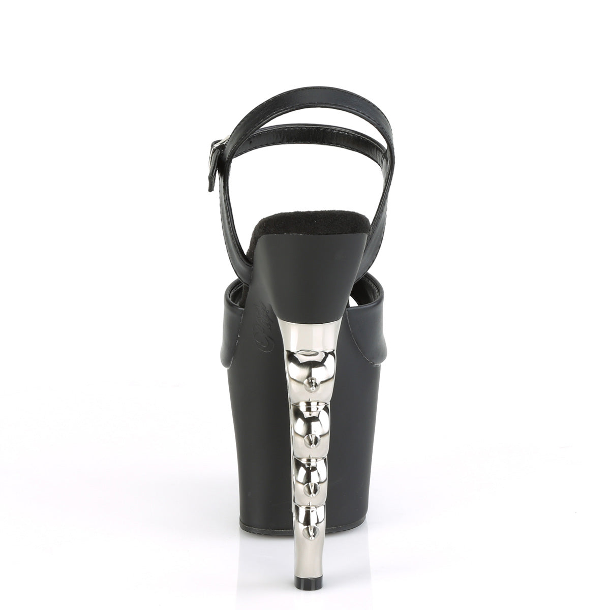 Pleaser Sandali da donna IRONGRIP-709 BLK F.Leather / Blk Matte-SLV spazzolato