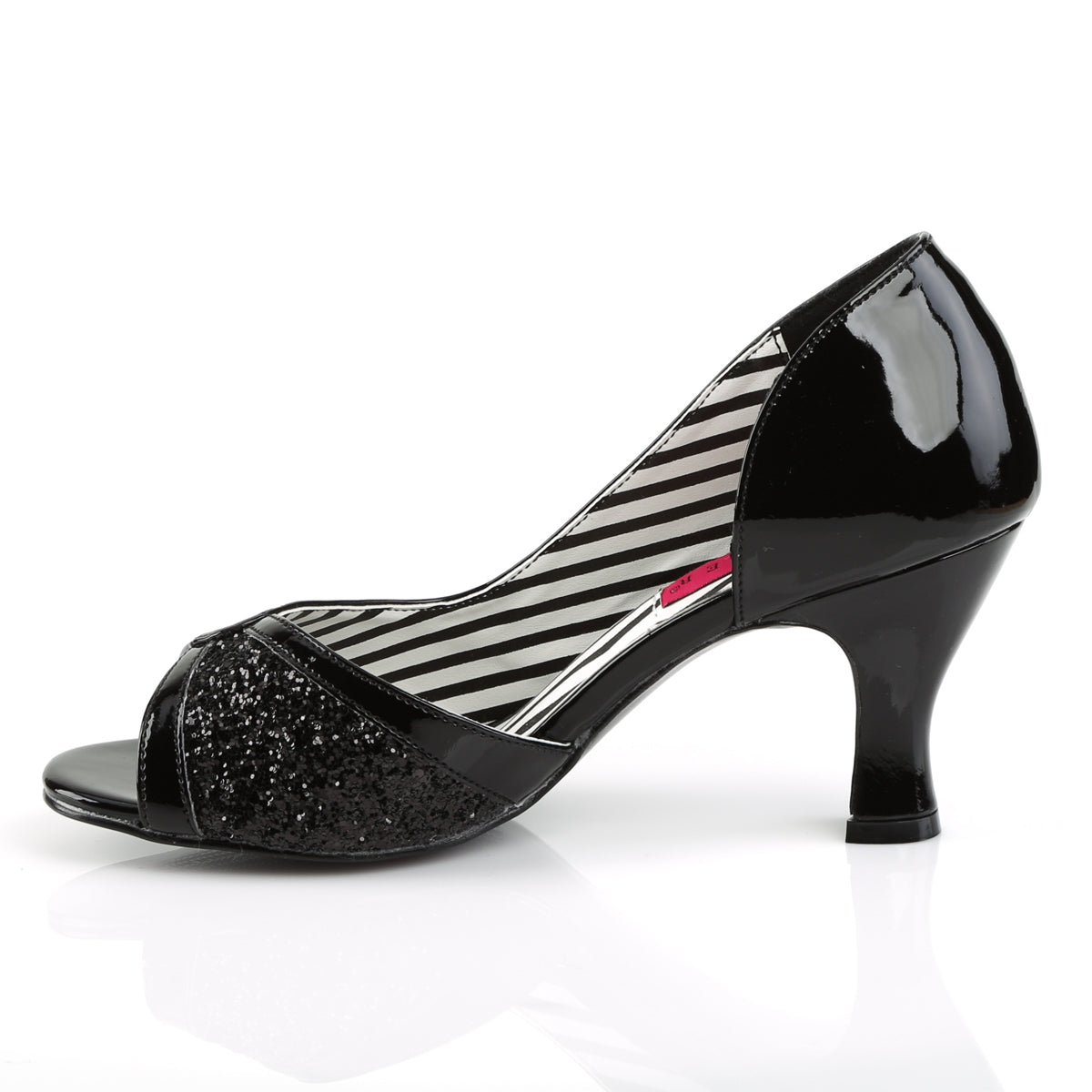 Pleaser Pink Label Pompe da donna JENNA-03 BLK Pat-Blk glitter
