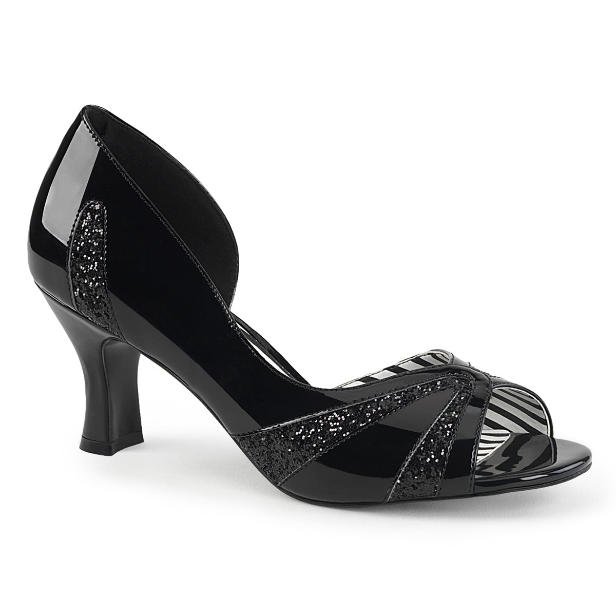 Pleaser Pink Label Pompe da donna JENNA-03 BLK Pat-Blk glitter
